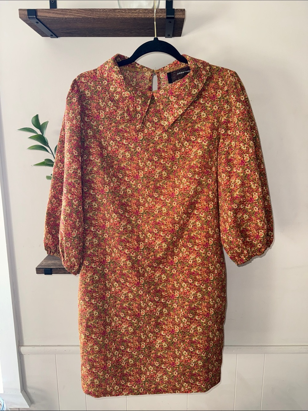 Code X Mode Floral Danity Shift Dress with Peter Pan Collar